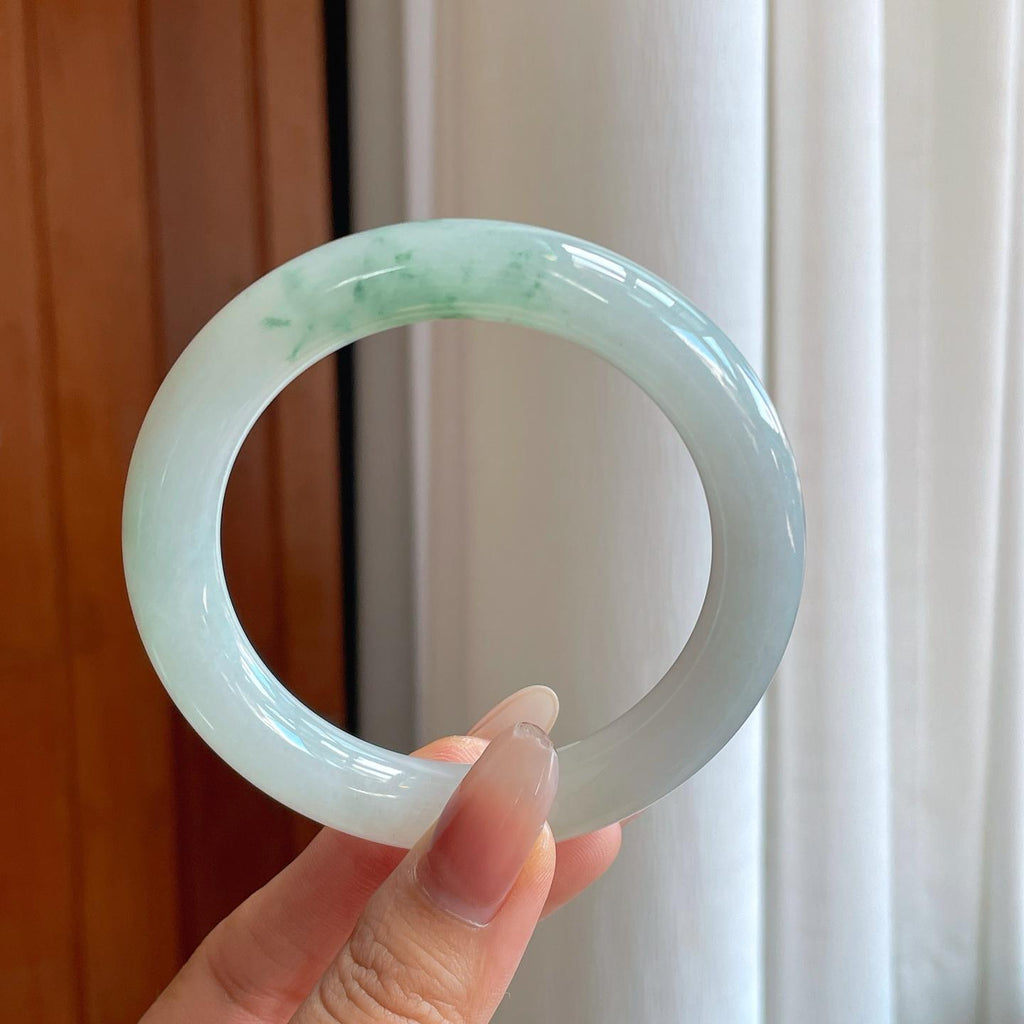 糯冰飘花翡翠圆条手镯（58.3mm）（yc272836）