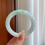 糯冰飘花翡翠圆条手镯（58.3mm）（yc272836）