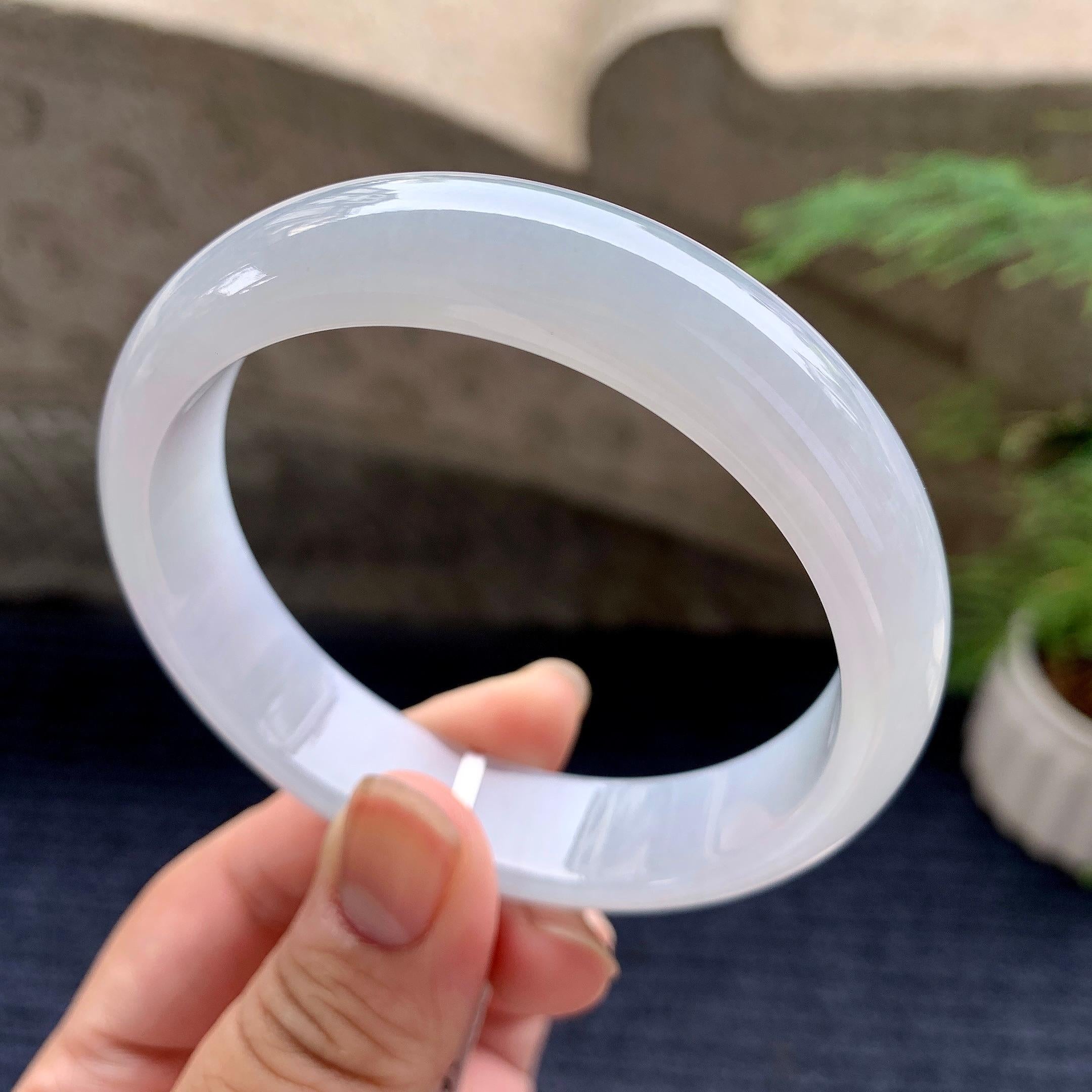 糯冰种无色宽版轮胎手镯（60.3mm）（yc194562）