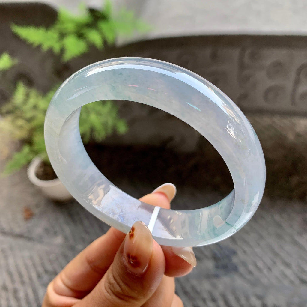 糯冰种飘花宽版轮胎手镯（57.2mm）（yc246619）