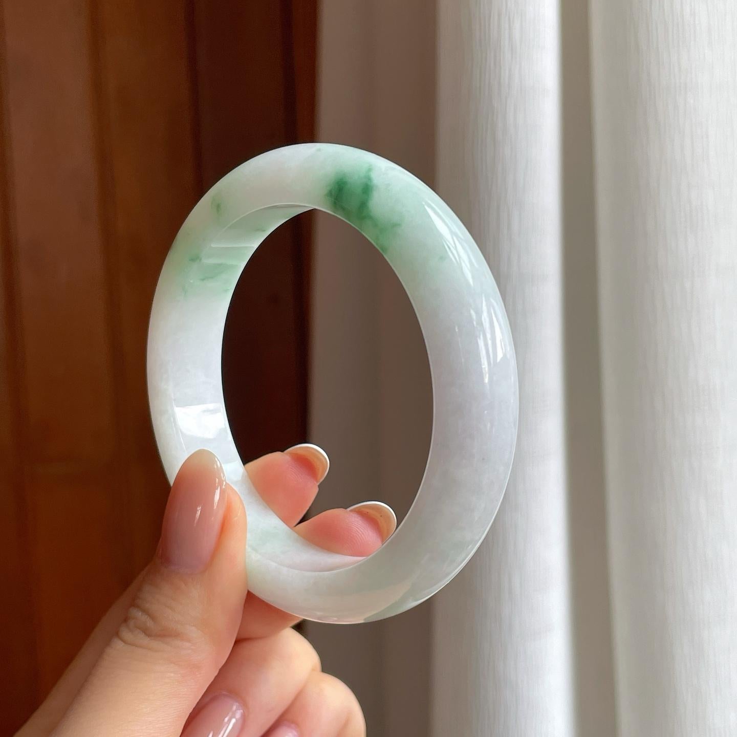 糯冰飘花翡翠平安镯（55.5mm)（yc373930）