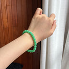 细糯种满绿手串 天然缅甸A货翡翠（yc454309）