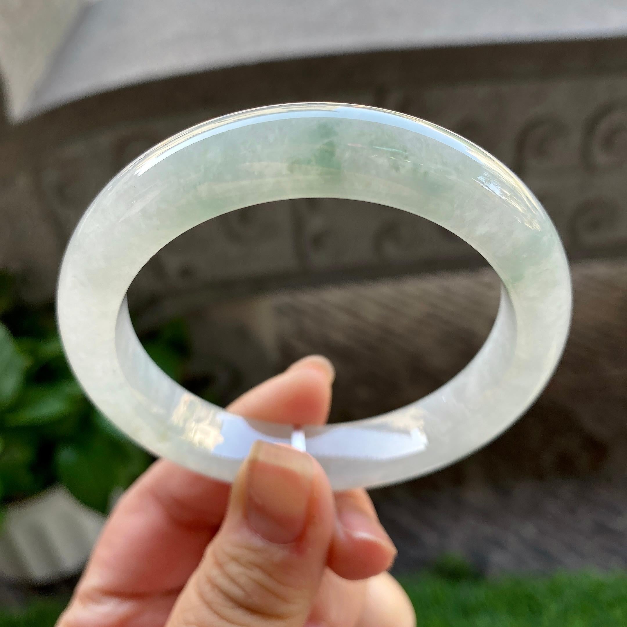 糯冰种飘花平安镯（57.3mm）（yc304784）