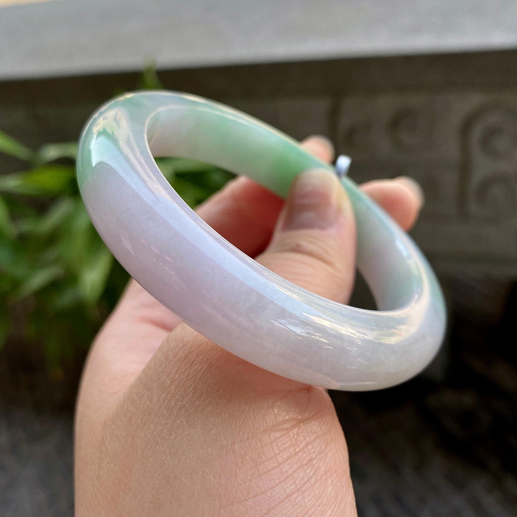 细糯种白底青平安镯（55.8mm）（yc311011）