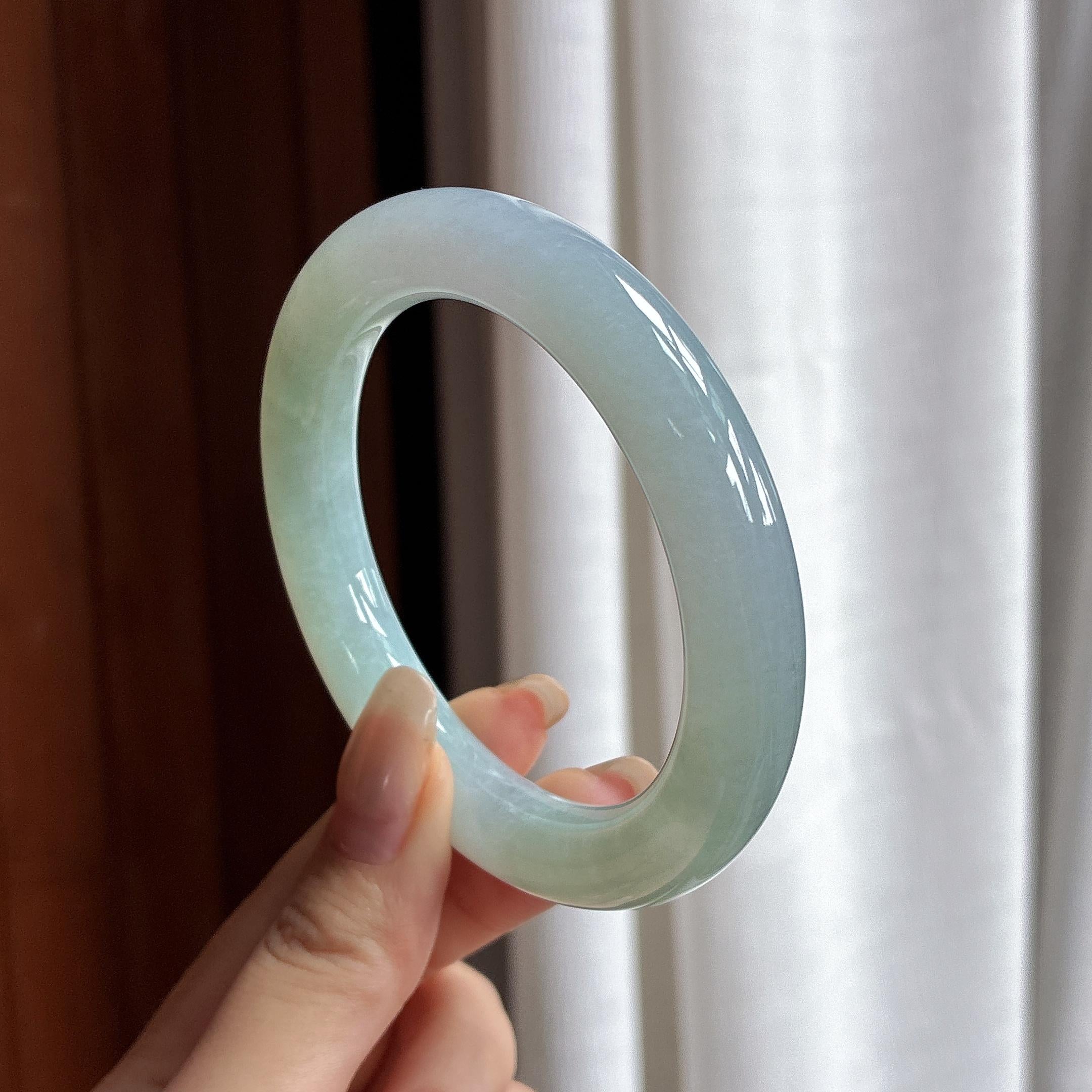 细糯种晴底圆条手镯 56圈 天然缅甸A货翡翠（yc466306）