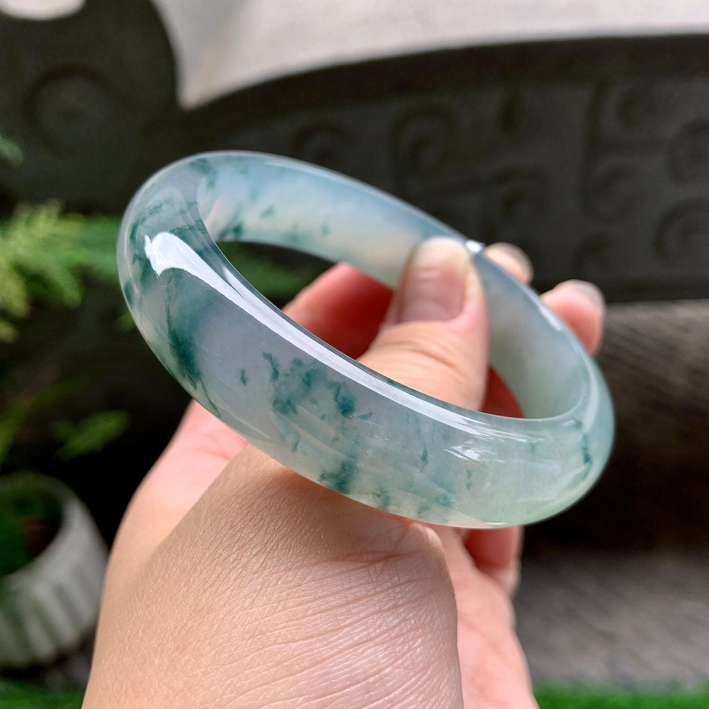 糯冰种飘花小宽版轮胎手镯（58.2mm）（yc252991）