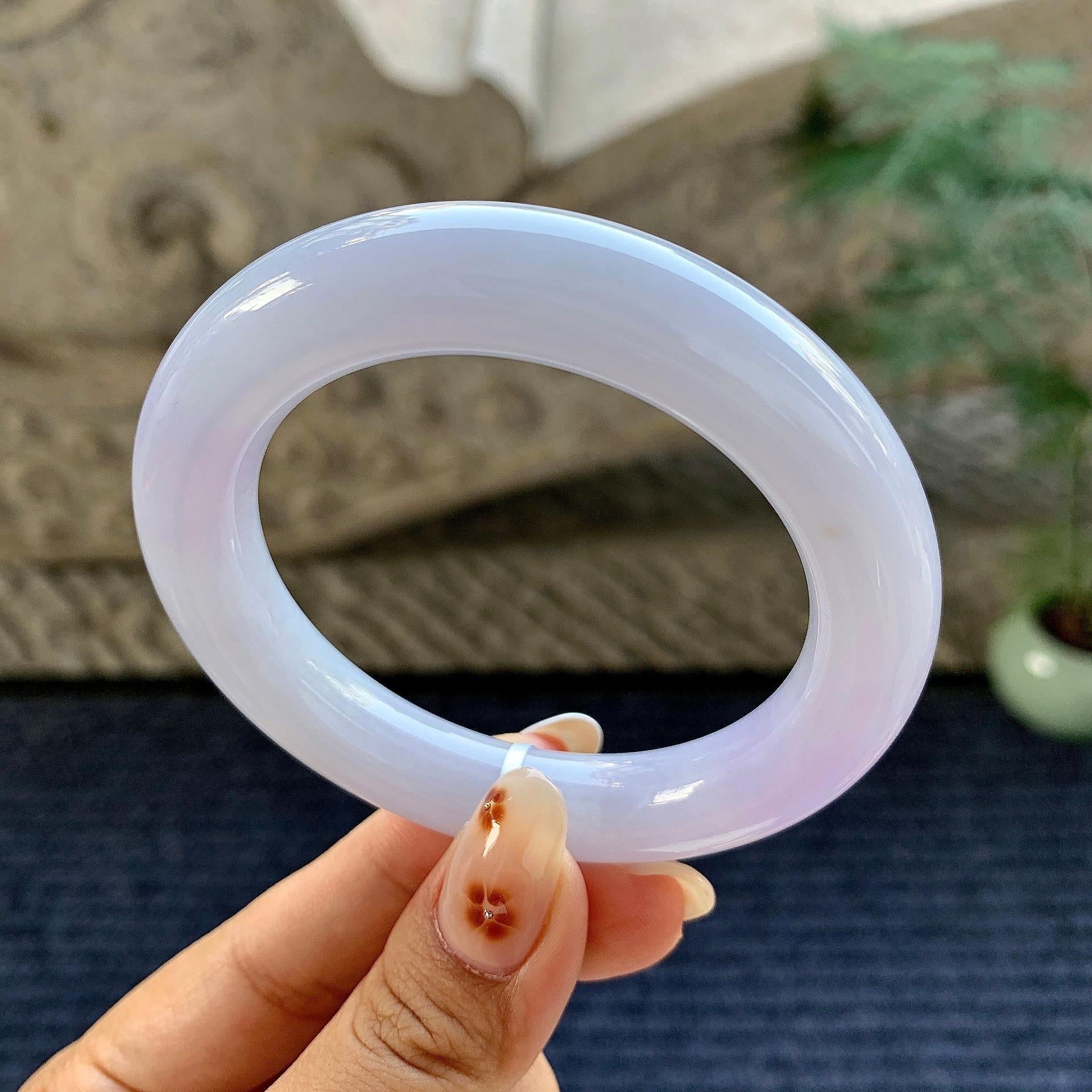 细糯种淡紫罗兰圆条手镯（53.4mm）（yc243437）