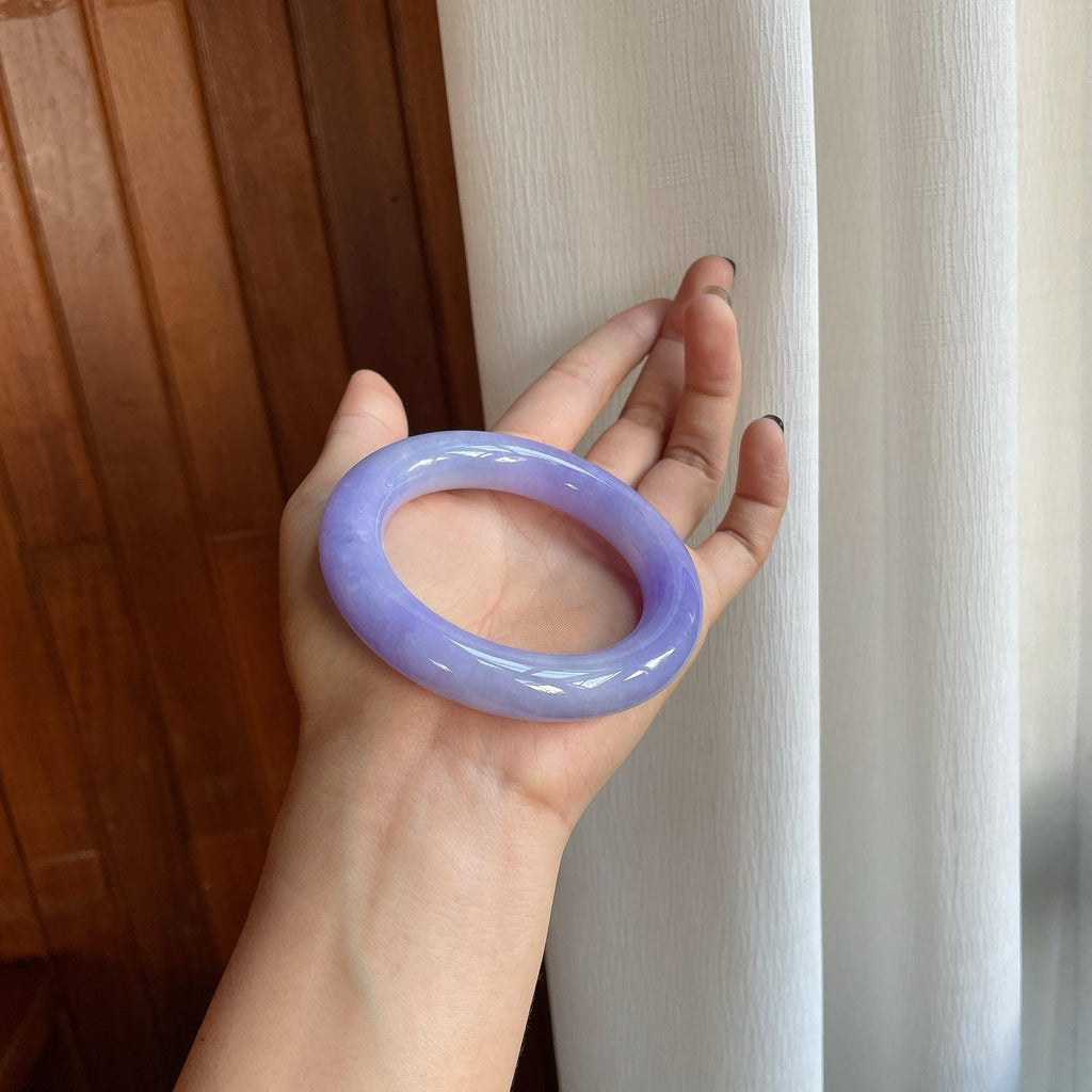 糯冰紫罗兰翡翠圆条手镯（55.5mm）（yc278686）