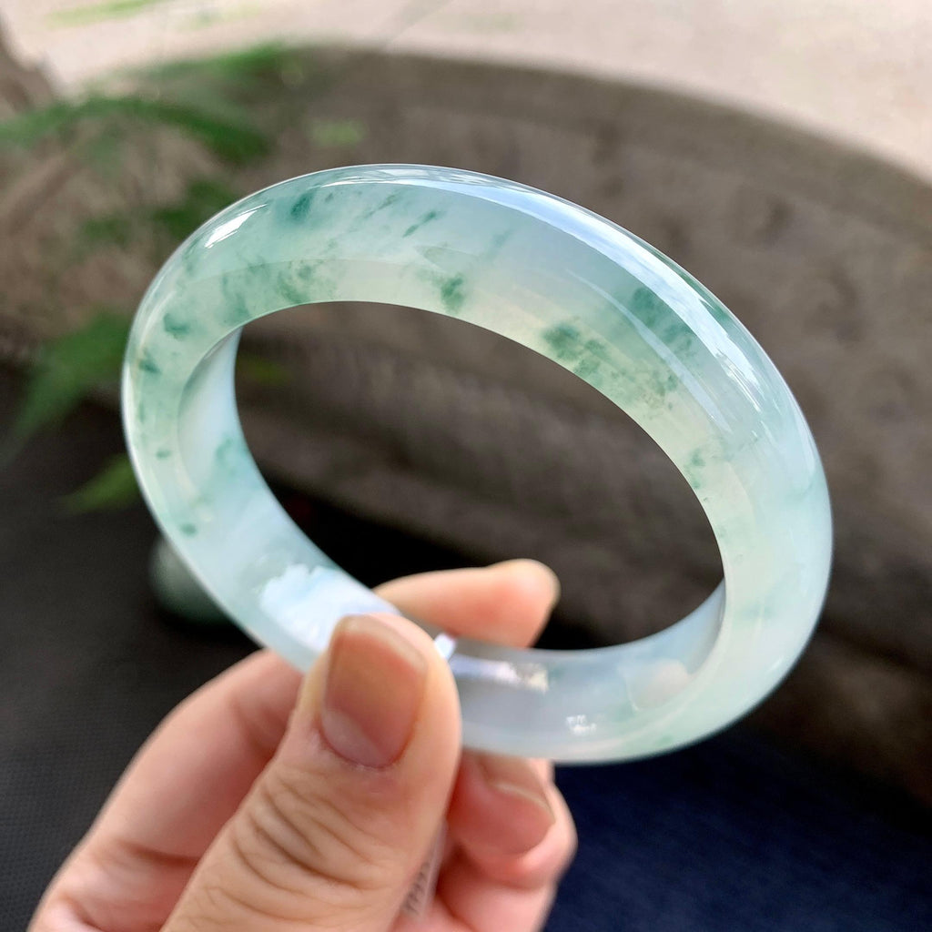 糯冰种飘花平安镯（55mm）（yc264529）