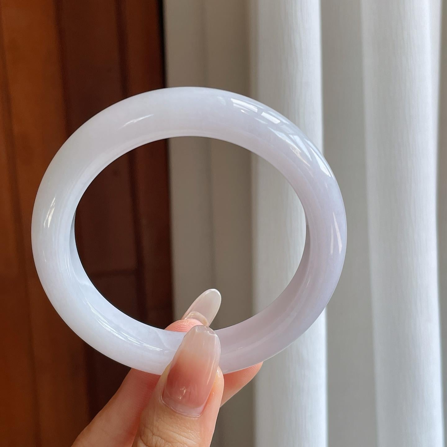 细糯冰淡春底翡翠平安镯（60mm）（yc274570）