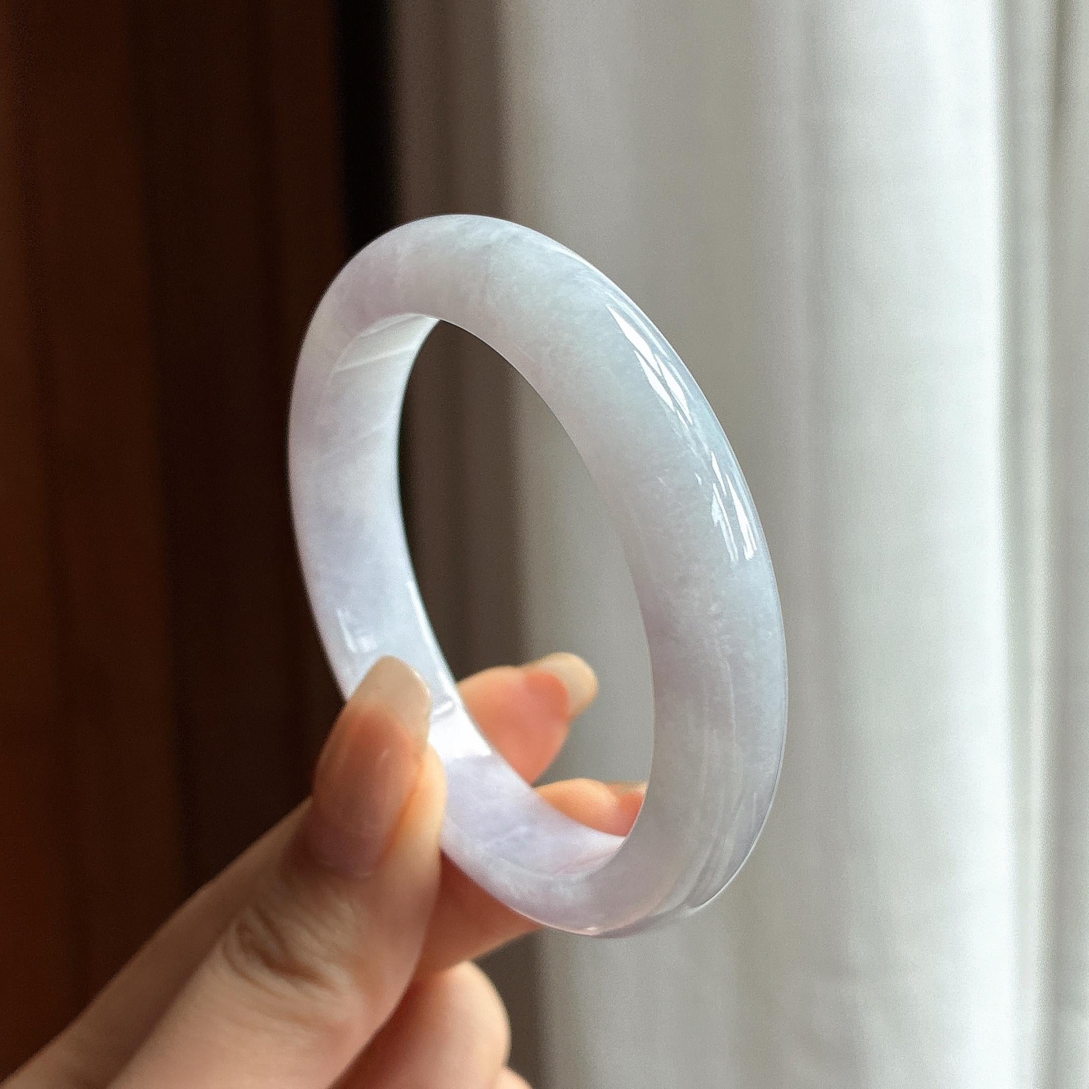 细糯种紫罗兰正圈平安镯 51圈 天然缅甸A货翡翠（yc460031）
