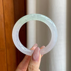 冰种淡椿彩翡翠圆条手镯（52mm）（yc287980）