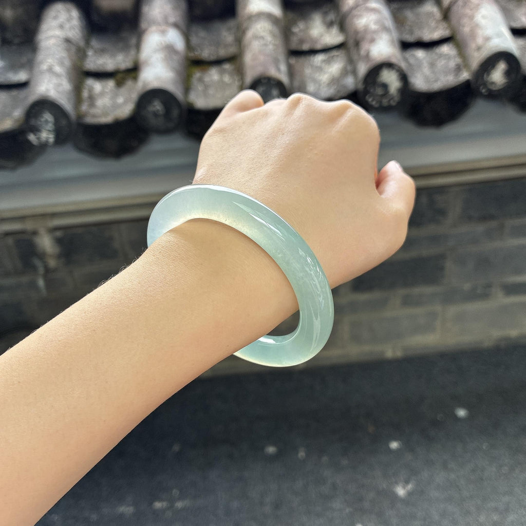 小圈口 冰种晴底圆条手镯 53圈（yc759441）