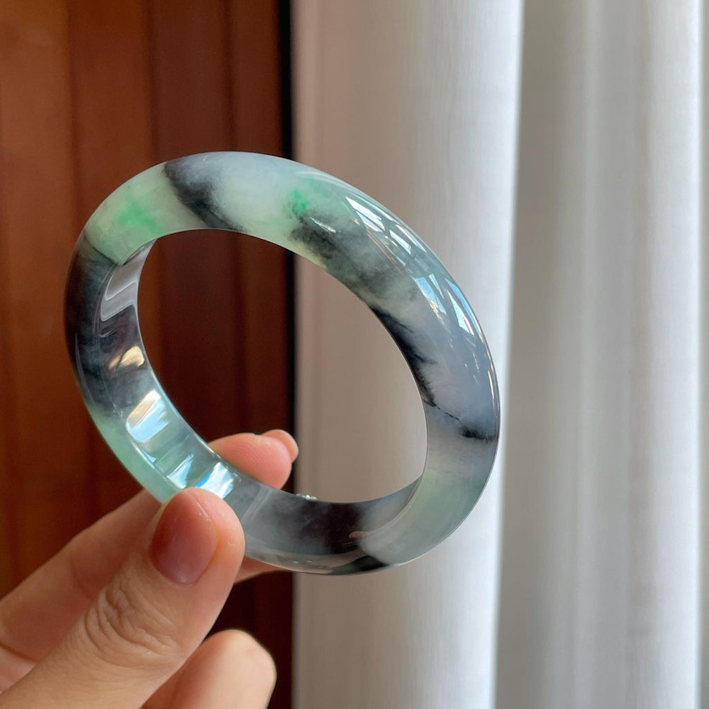 糯冰乌鸡特色翡翠平安镯（57.6mm）（yc276466）