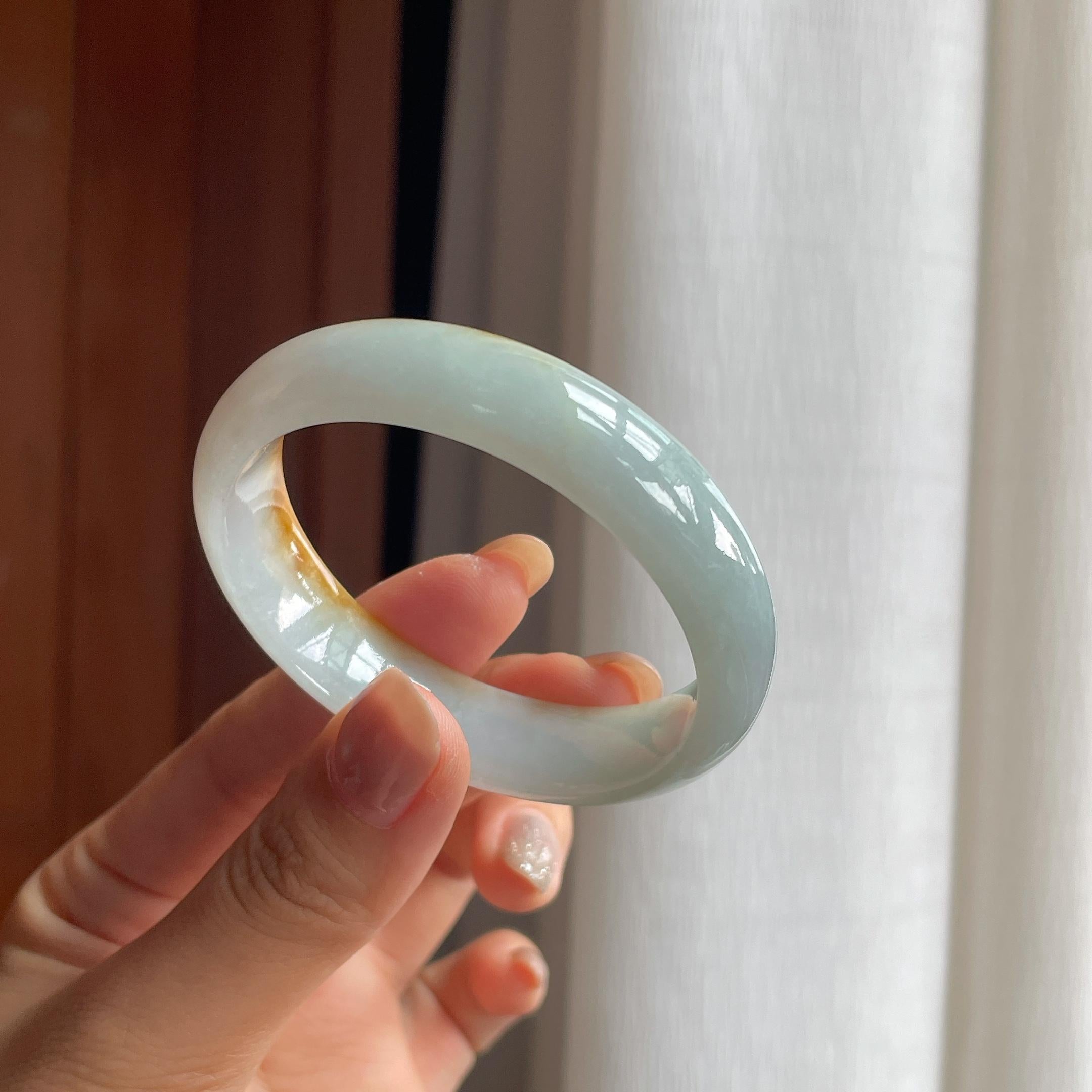 糯冰黄翡翡翠贵妃镯(51mm)（yc413636）