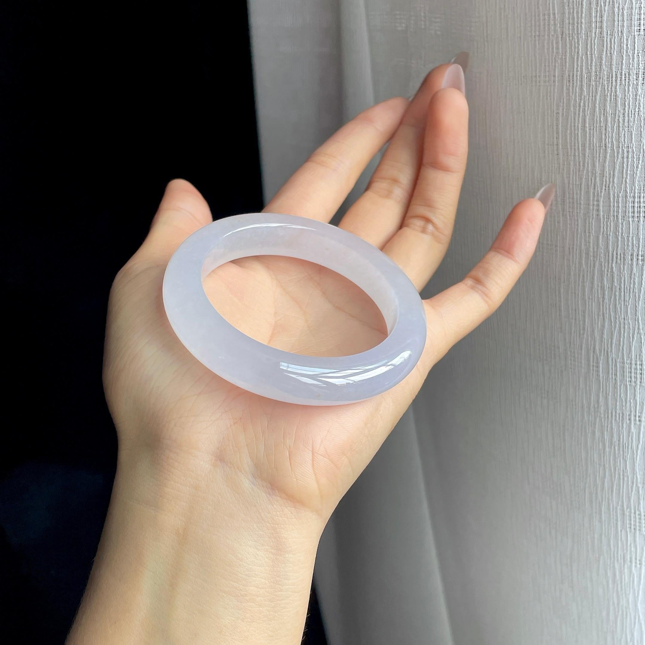 冰种淡春底翡翠平安镯（53mm）（yc293406）