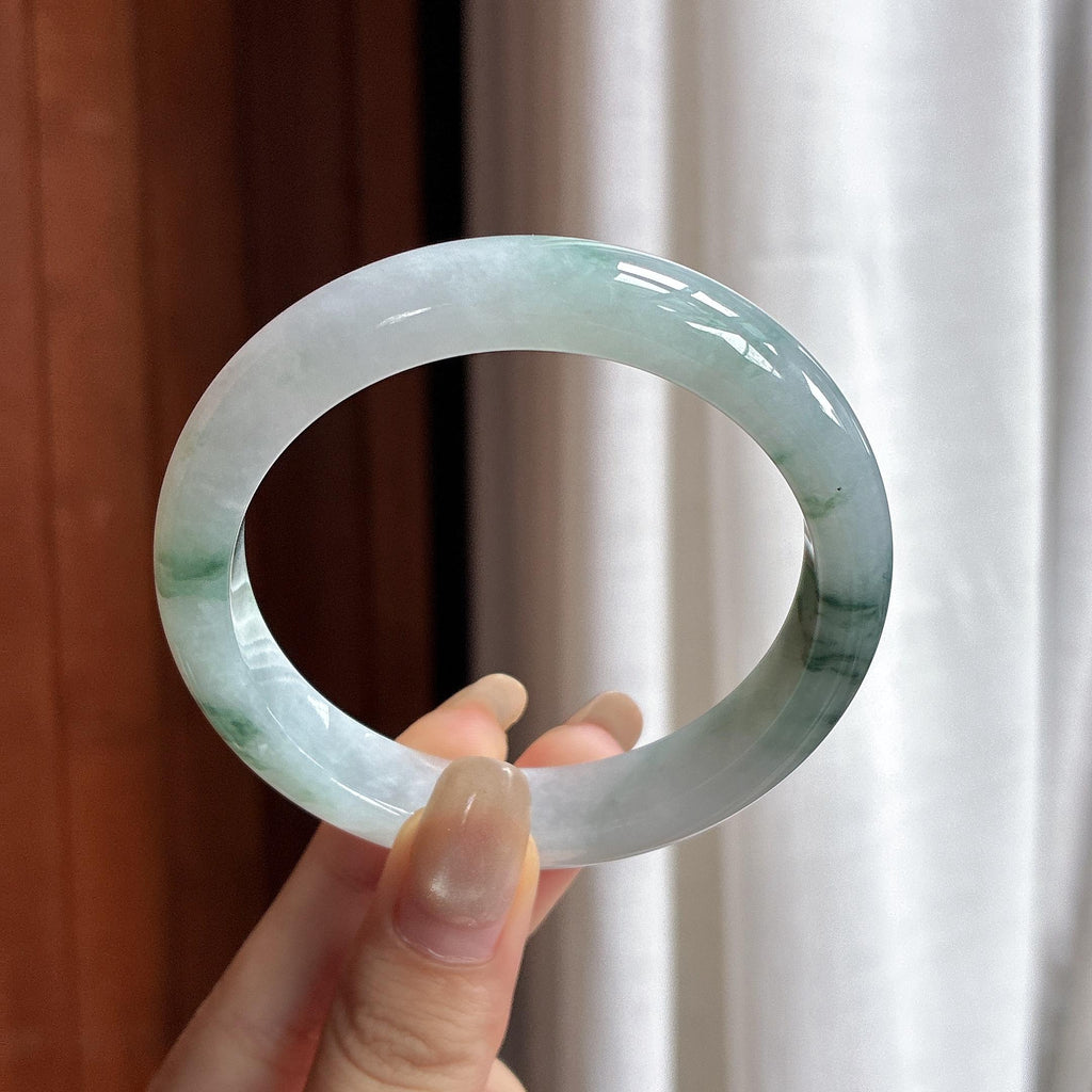 细糯种飘花正圈平安镯 55圈 天然缅甸A货翡翠（yc466247）