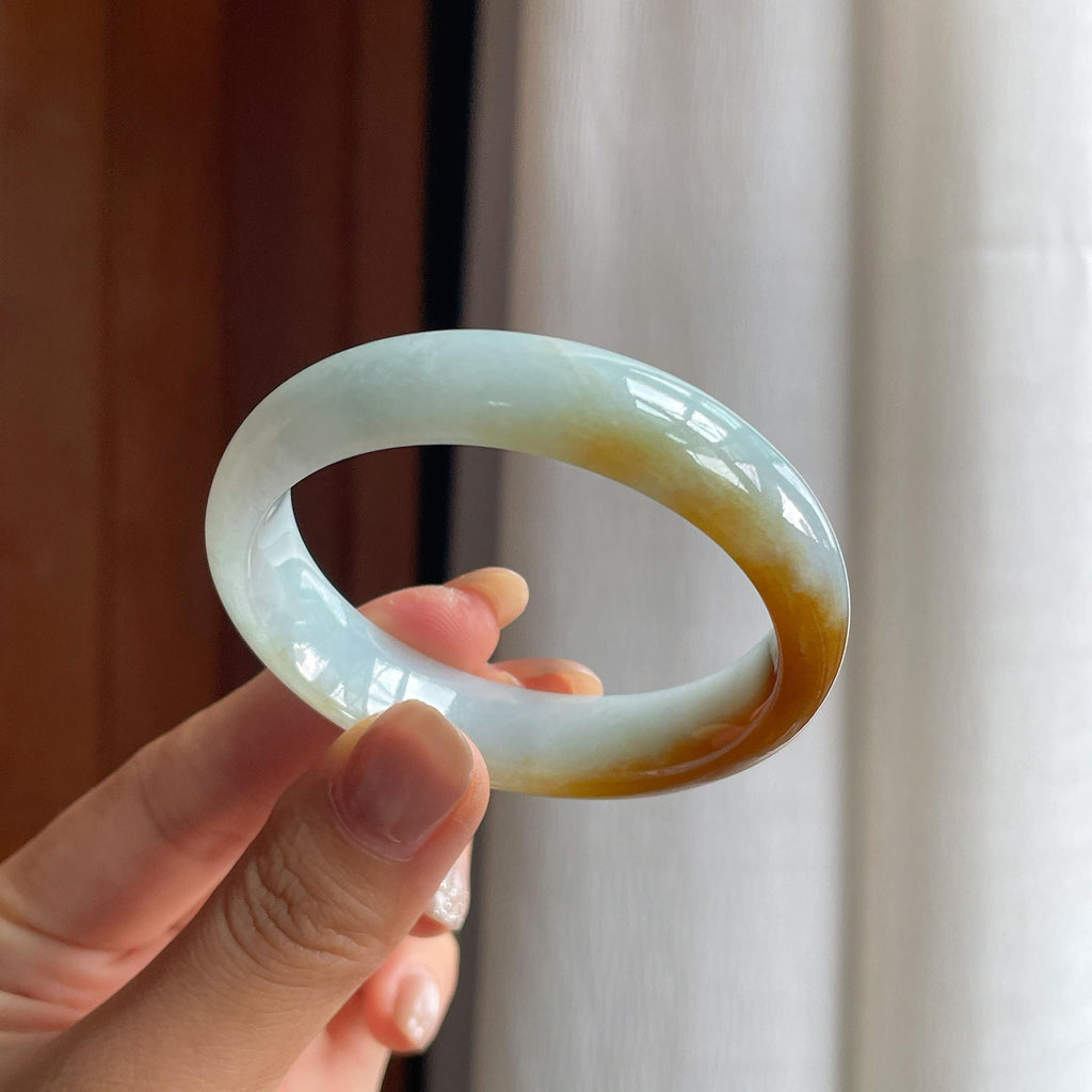 糯冰黄翡翡翠贵妃镯(51mm)（yc413636）