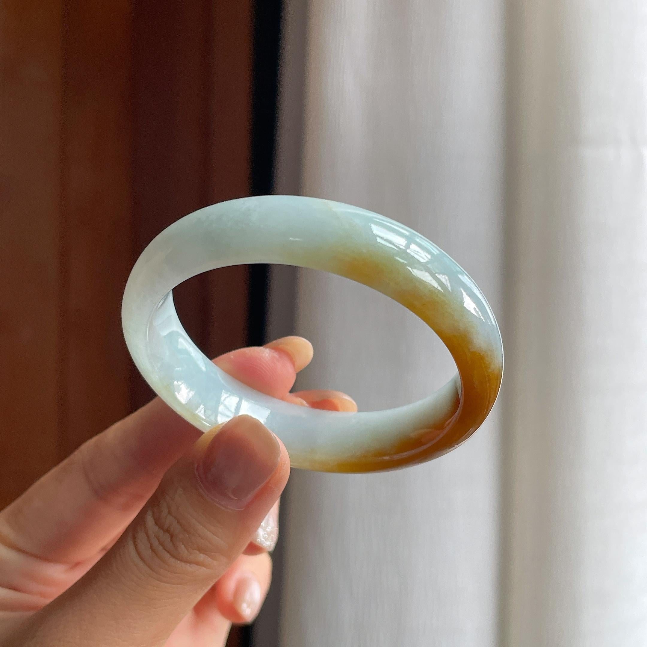 糯冰黄翡翡翠贵妃镯(51mm)（yc413636）