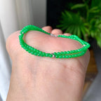 18K金钻镶糯冰种满绿小米珠链/手链（两用款）（yc252062）