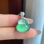 18k金镶冰种带色翡翠葫芦（yc241806）