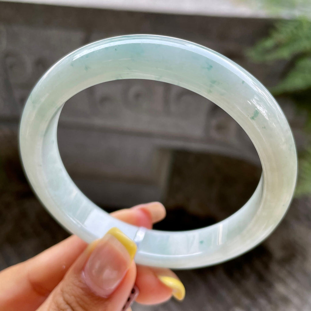 大圈口        细糯种飘花正圈平安镯59圈            天然缅甸A货翡翠（yc389221）