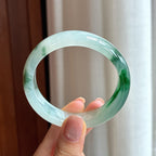 糯冰飘花宽版翡翠平安镯（54.4mm)（yc420167）