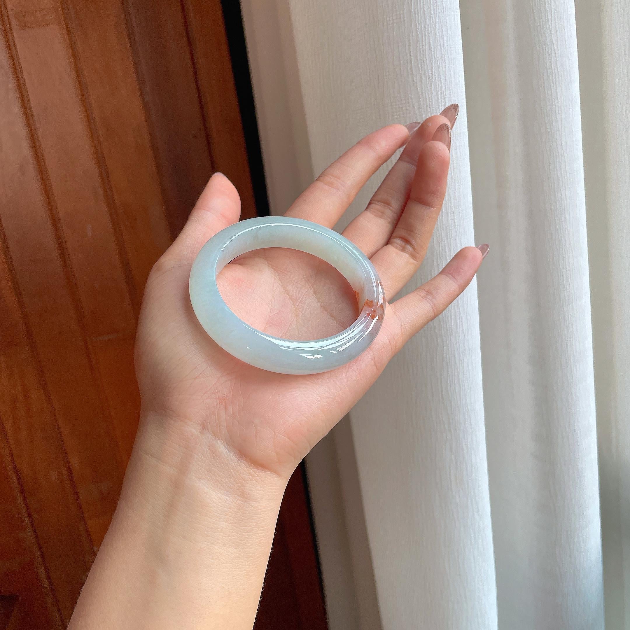 糯冰红翡特色翡翠平安镯（54mm）（yc356520）