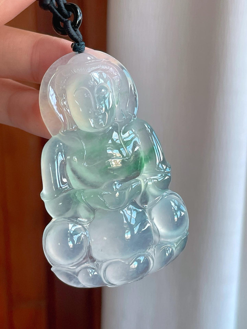 冰种飘绿花翡翠观音（yc257268）