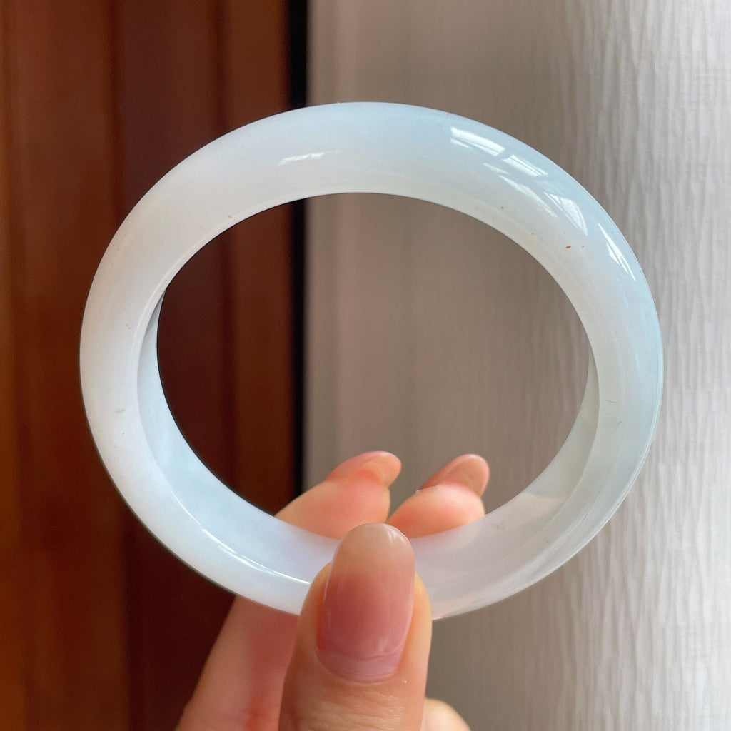 冰种白月光翡翠平安镯（54.6mm)（yc348681）