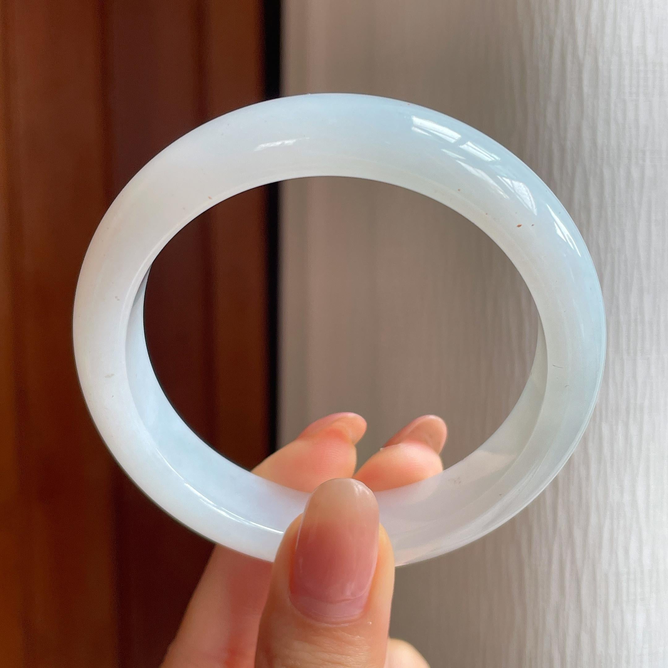 冰种白月光翡翠平安镯（54.6mm)（yc348681）