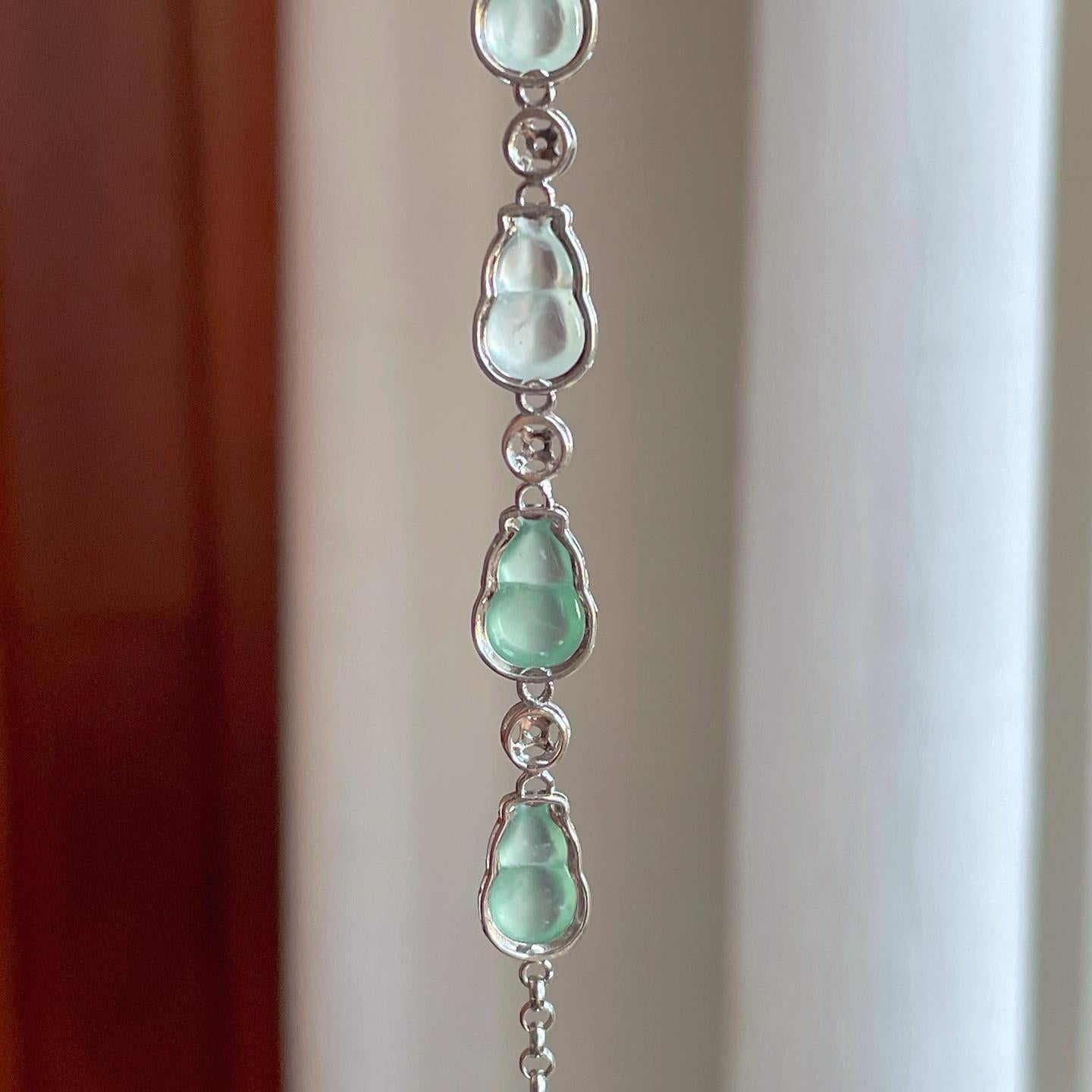 18k金镶冰种翡翠葫芦手链（yc259083）