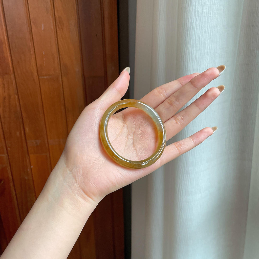 冰种黄翡翡翠贵妃镯（53mm)（yc417034）