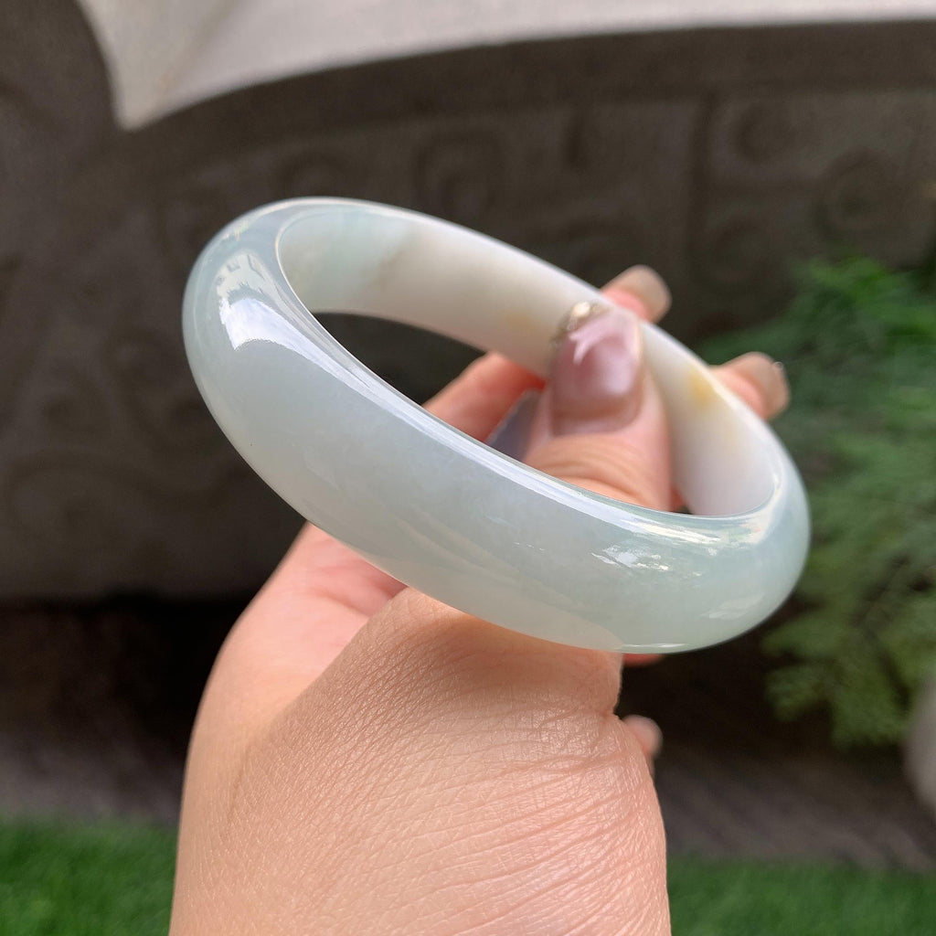 细糯种淡晴底飘黄翡平安镯（56.6mm）（yc293333）