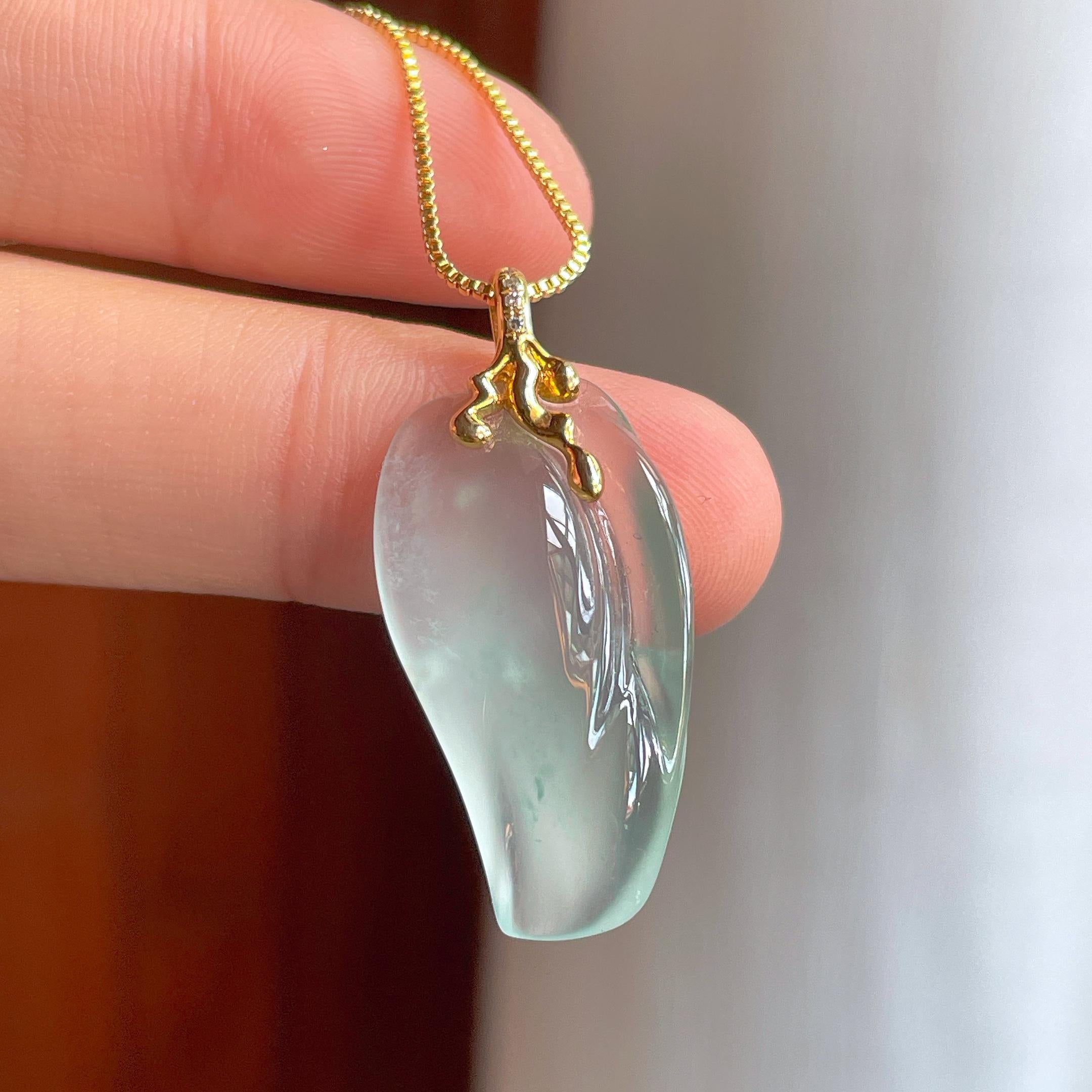 18k金扣冰玻种翡翠福瓜（yc358351）