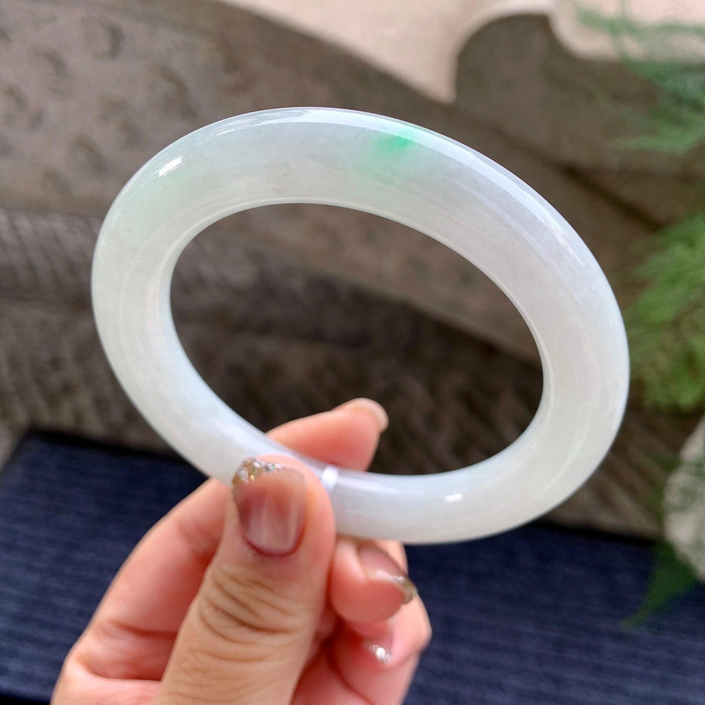糯种飘翠绿圆条手镯（57mm）（yc277154）