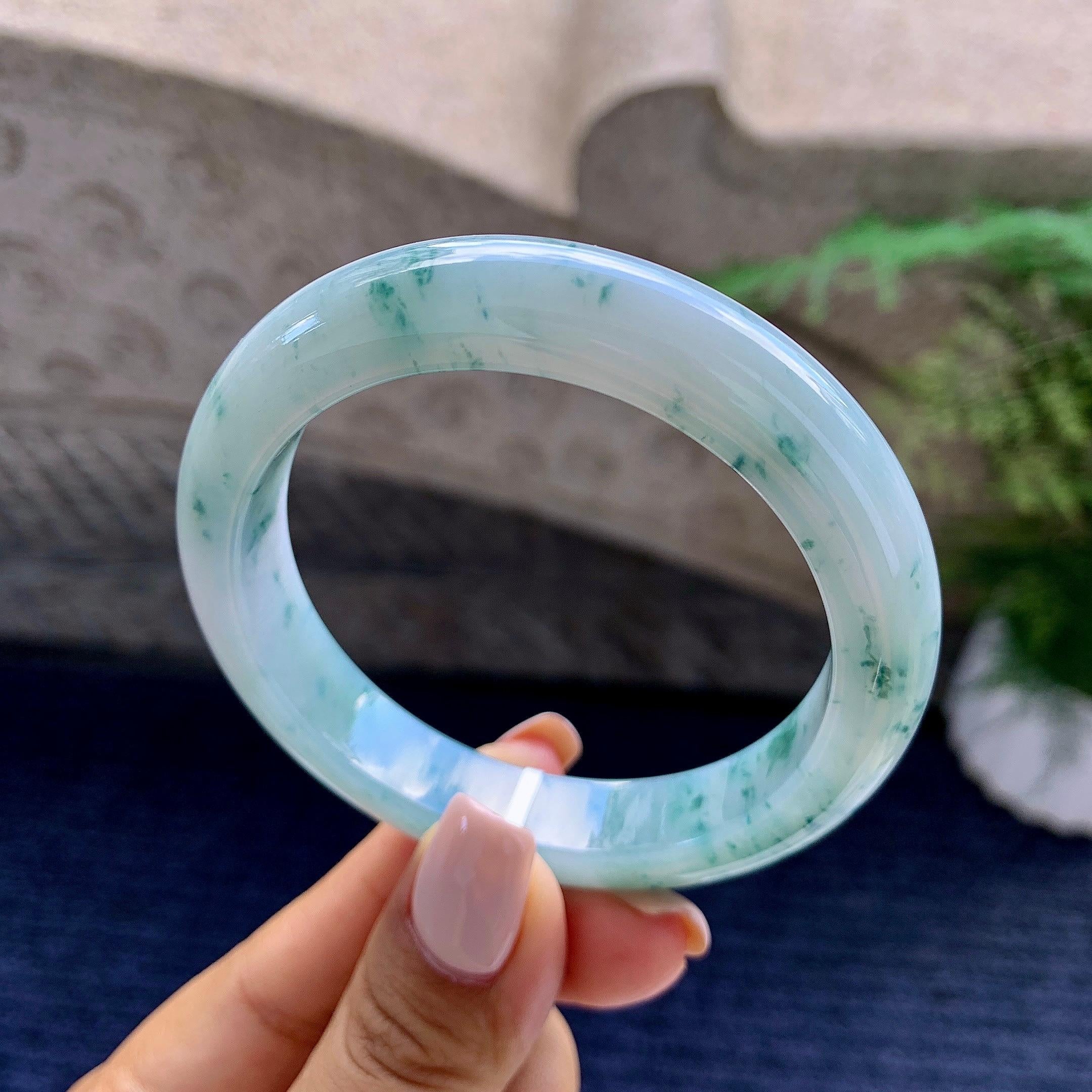 细糯种飘花平安镯（55.5mm）（yc223960）