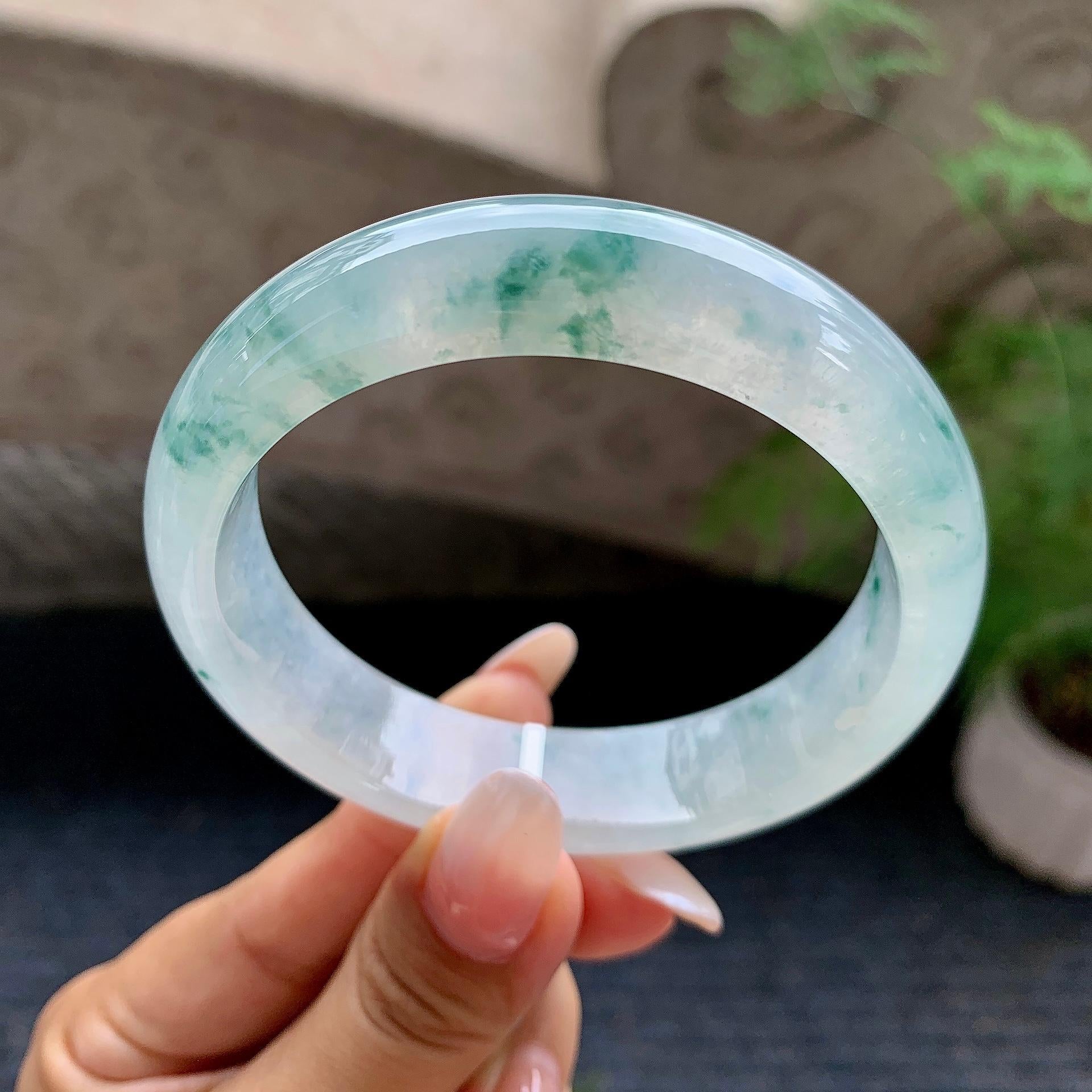 糯冰种飘花平安镯（58.6mm）（yc195930）