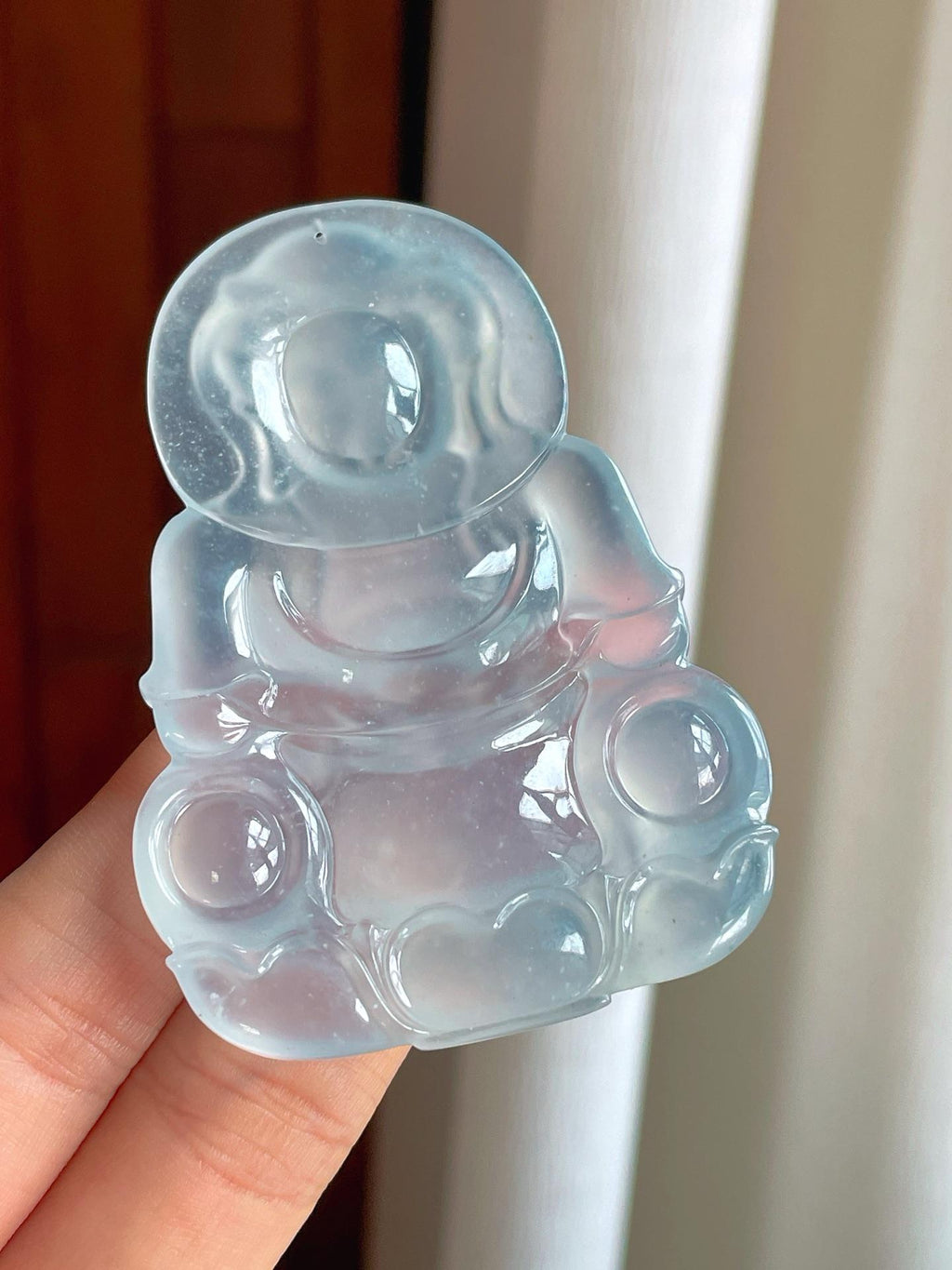 冰玻种无色雪花棉翡翠观音（yc389728）