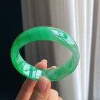 冰种宽版满绿翡翠平安镯（58.8mm）（yc389522）