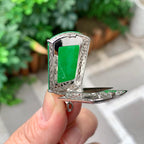 18K金钻镶糯冰种满绿无事牌吊坠（yc261126）