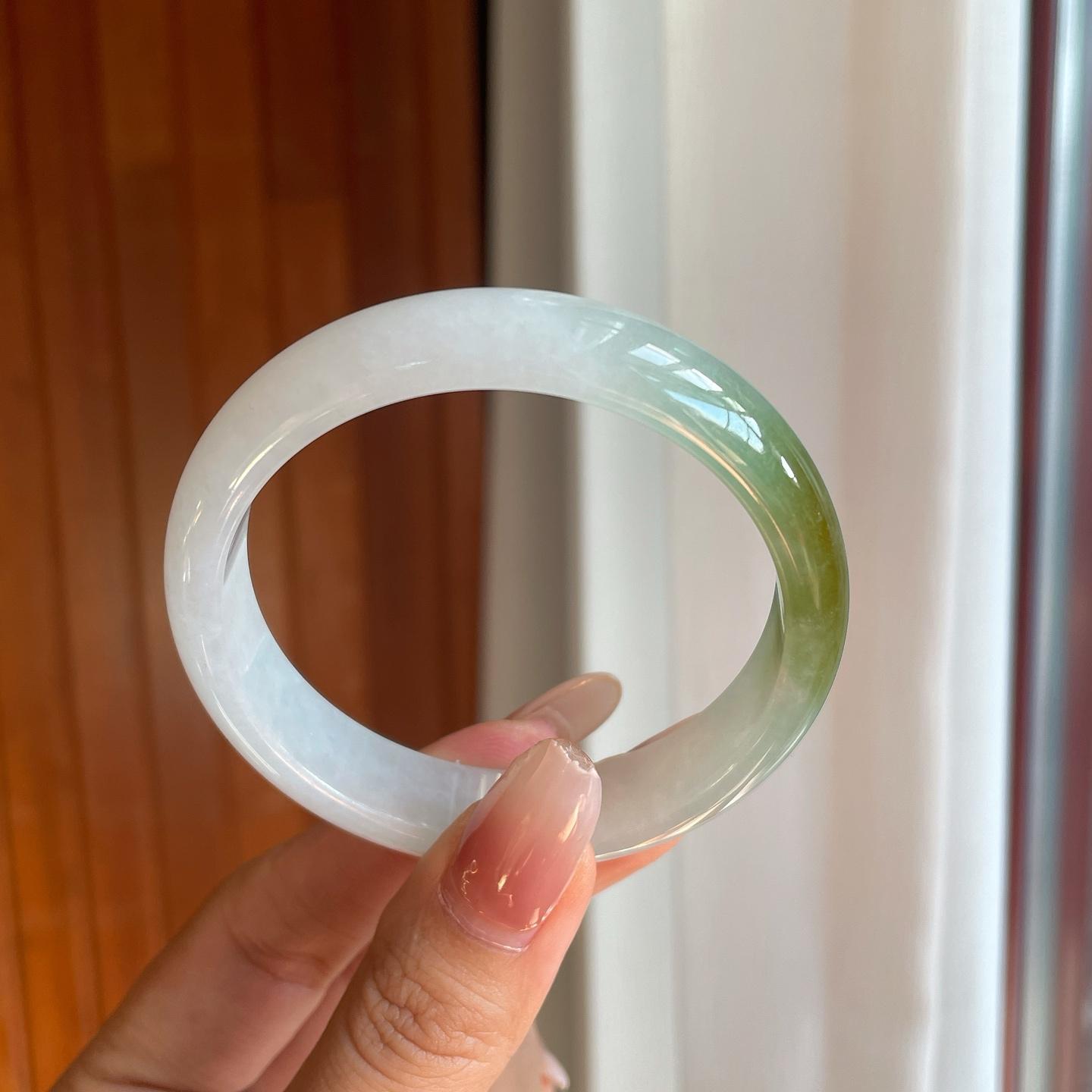 糯冰飘黄翡翡翠平安镯（55.7mm）（yc269047）