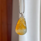 18k金镶糯冰黄翡翡翠叶子（yc247176）