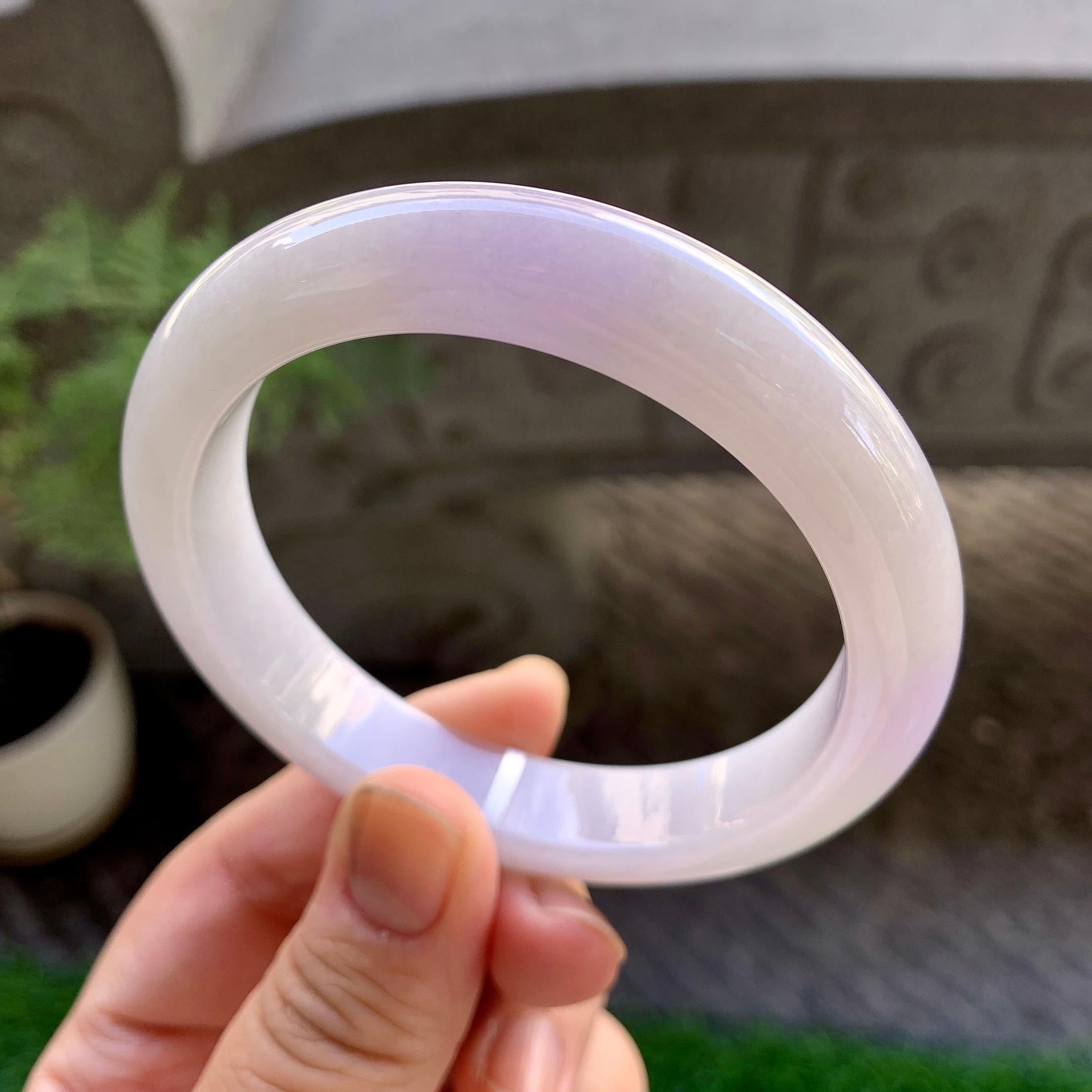 细糯种淡紫罗兰平安镯（58.4mm）（yc229799）