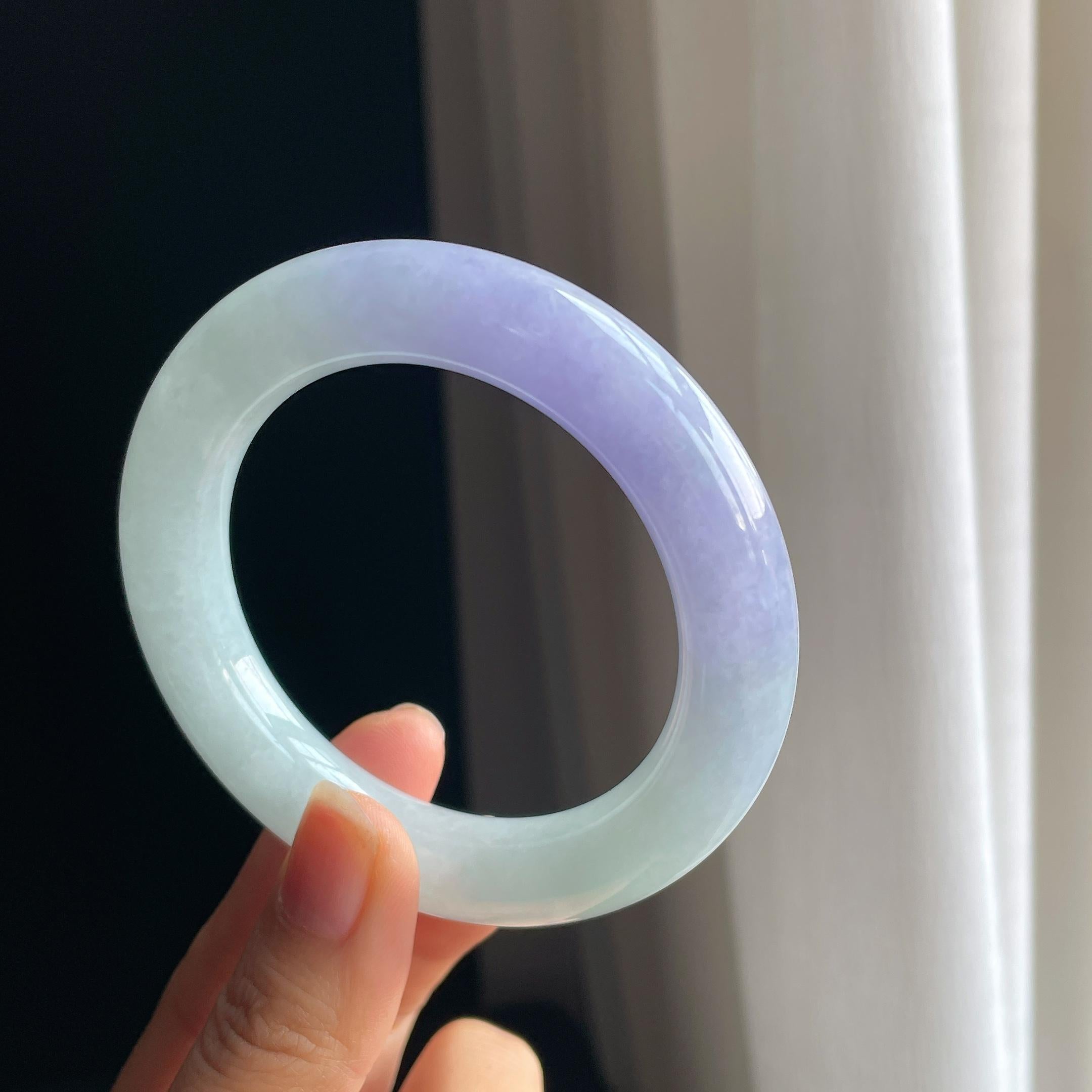 糯冰紫罗兰翡翠圆条手镯（55mm)（yc349385）