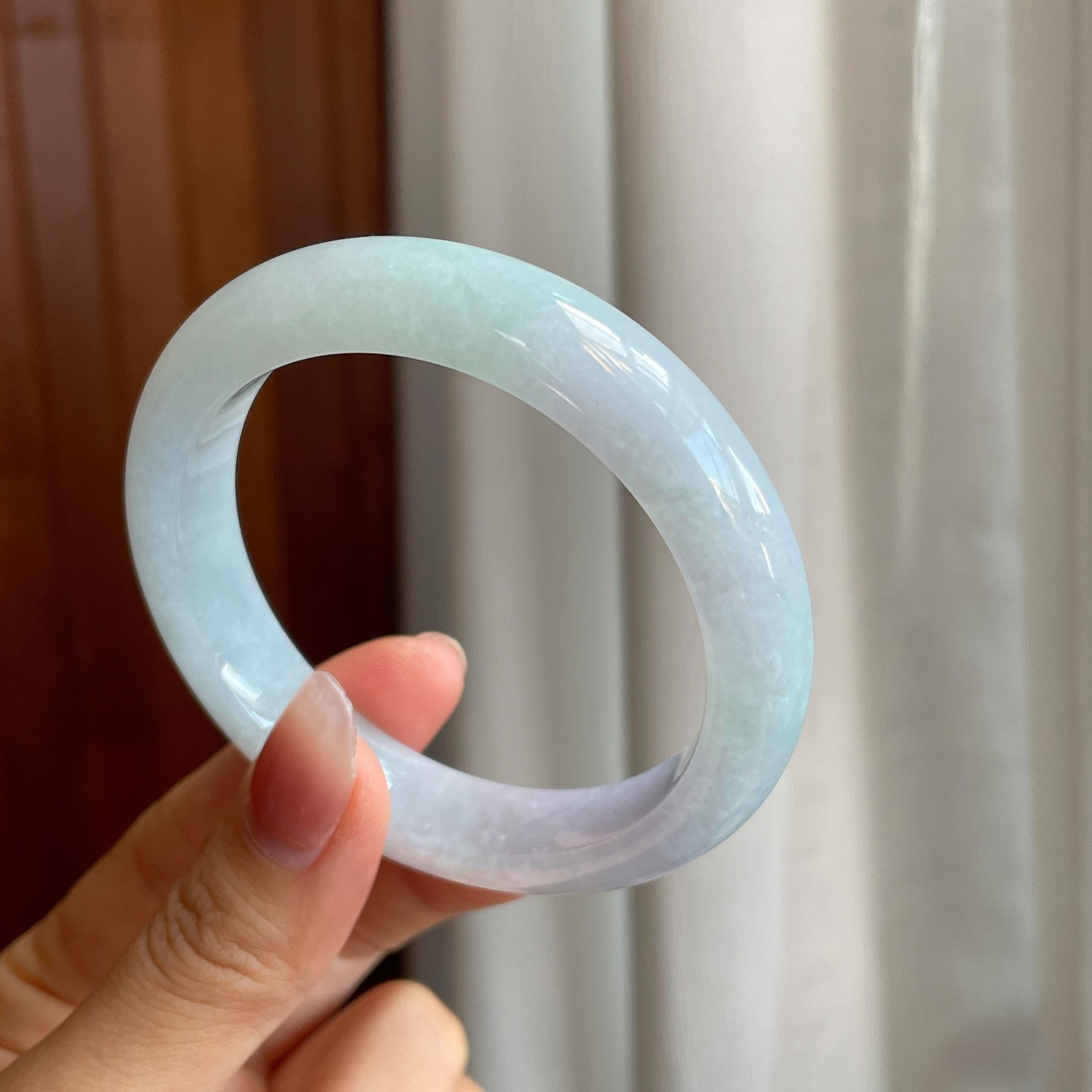 糯冰种带色翡翠平安镯（57.8mm）（yc318616）