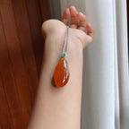 18k金镶冰种红翡翡翠福瓜（yc254054）