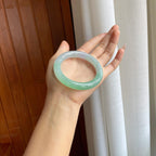 冰种晴绿底翡翠圆条手镯（55mm）（yc314117）