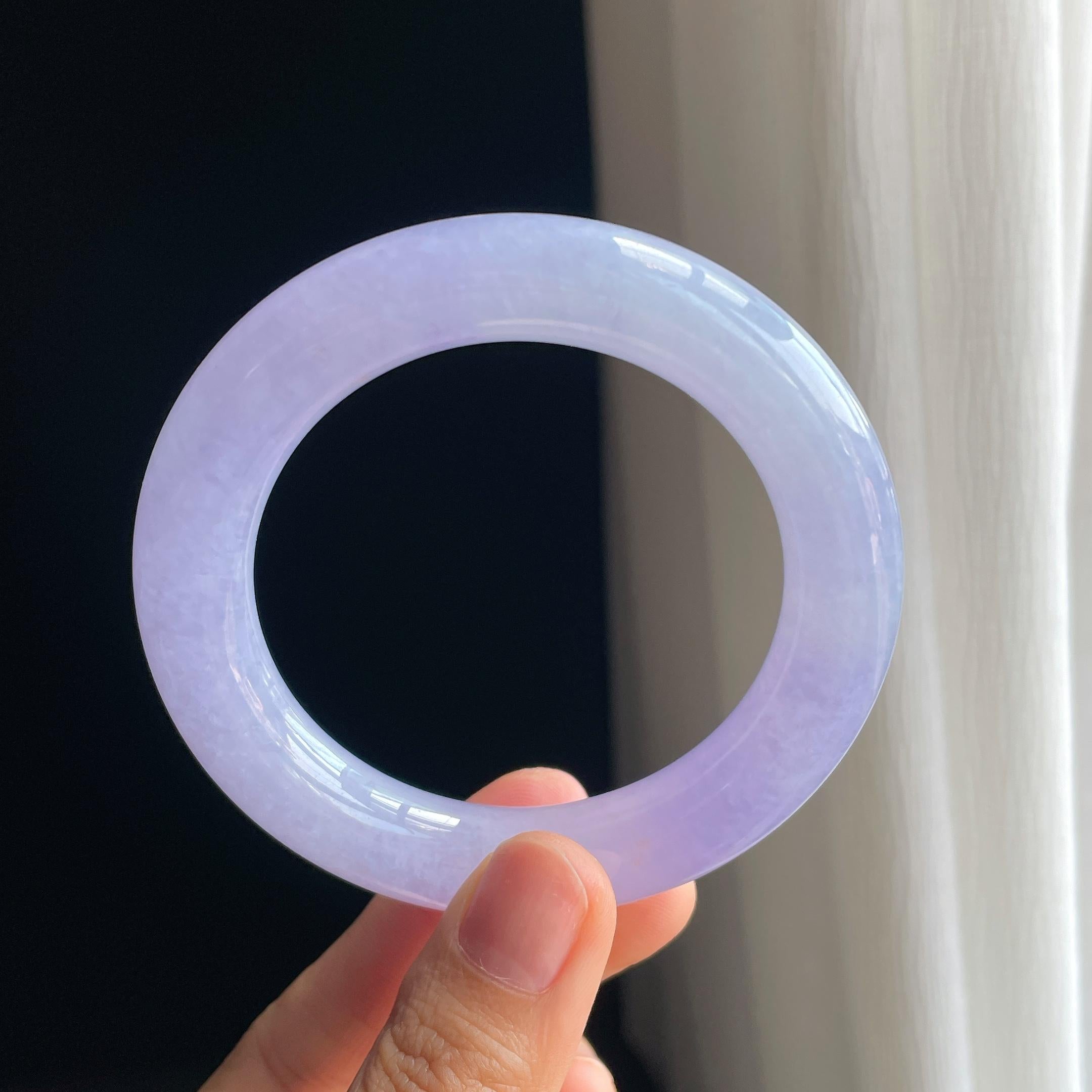 糯冰紫罗兰翡翠圆条手镯（54.8mm)（yc349443）