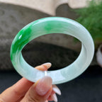 大圈口    细糯种飘绿正圈宽版轮胎手镯    58.2圈     天然缅甸A货翡翠（yc413293）